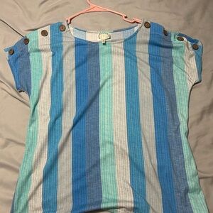 Striped Blue and Green woman Shirt